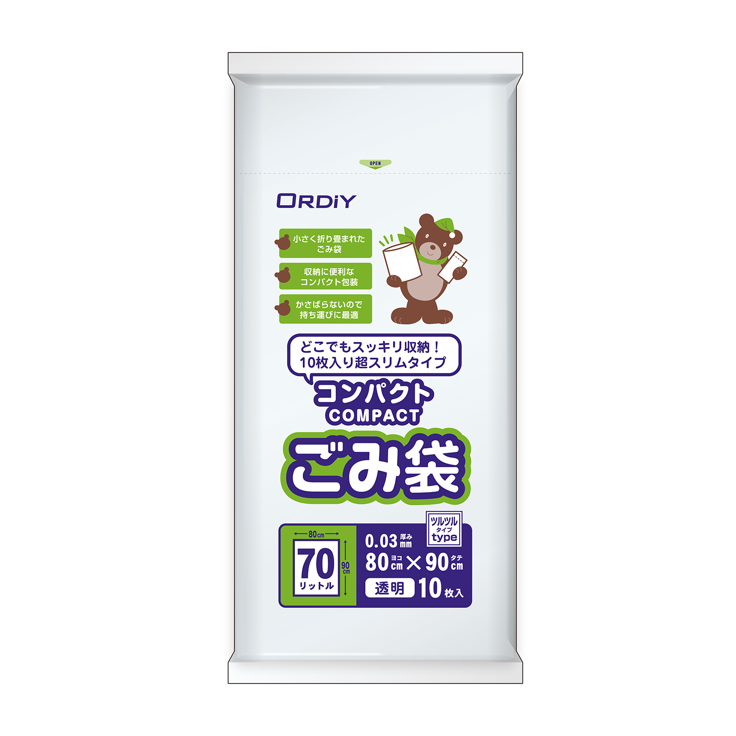 *コンパクトごみ袋ＬＤ７０Ｌ０．０３ｍｍ透明１０Ｐ